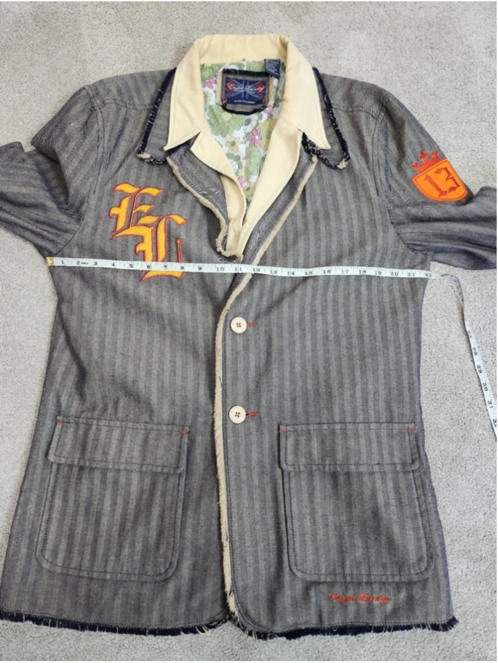 English Laundry Men's Graphic Statement Blazer Jacket Grunge Indiesleeze Size L